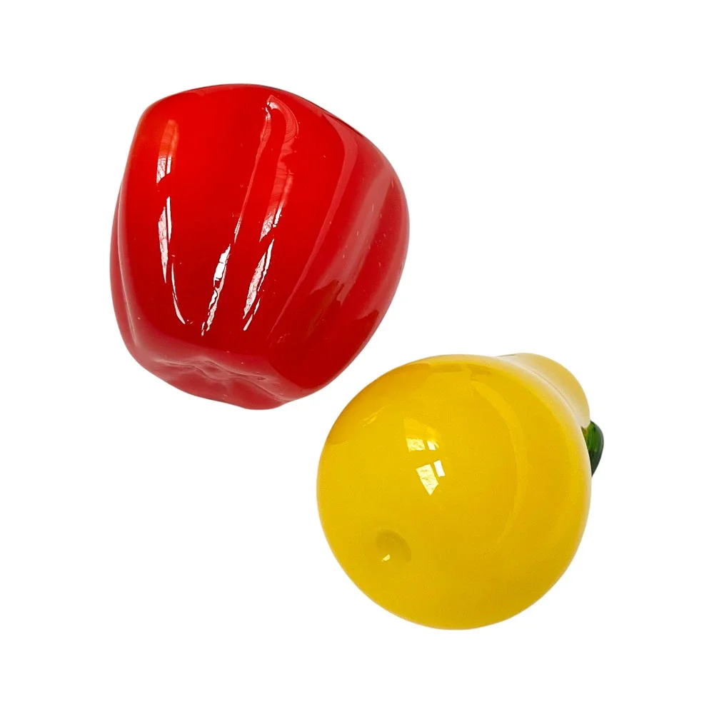 Vintage Hand Blown Glass Vegetables Kitchen and Dining Table Decor Pepper & Pear